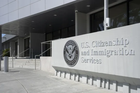 Exterior view of the United States Citizenship and Immigration Services (USCIS) San Jose Field Office in Santa Clara, California.